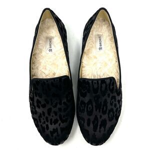 Birdies Shoes Flats Loafers Black Velvet Leopard